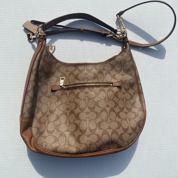 Coach Brown Signature Coated Canvas and Leather Harley Hobo - Picture 2 of 16